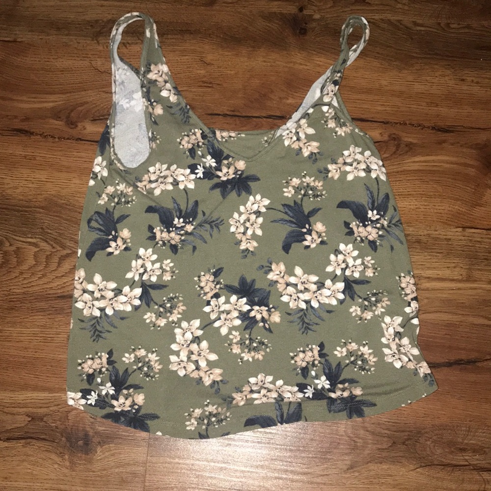 Green floral tank top